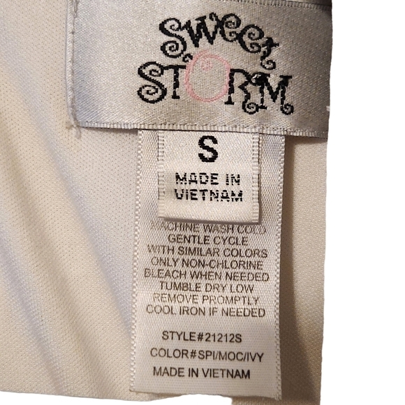 Sweet  Storm orange white beige short sleeve lined mini dress - Picture 4 of 9